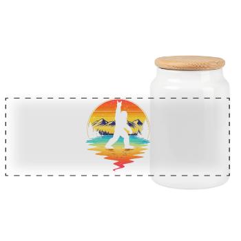 Bigfoot Rock On Sign Sasquatch Yeti Rock And Roll - Panoramic Cookie Jar with Wooden Lid - white - Front