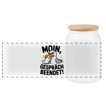  Moin Gespräch Beendet Möwe Nordsee Lustiger - Panorama Keksdose mit Holzdeckel - Weiß - Vorne