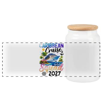 Caribbean Cruise Squad 2027 - Panoramic Cookie Jar with Wooden Lid - white - Front