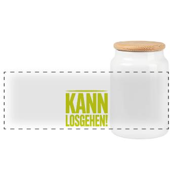 Bin Da Kann Losgehen JGA Büro Malle Festival Party - Panorama Keksdose mit Holzdeckel - Weiß - Vorne
