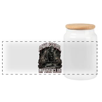 Salle de sport du Club d’Haltérophilie Antisociale - Boîte à biscuits avec couvercle en bois - blanc - Devant
