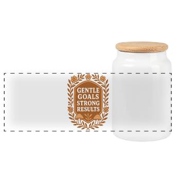 Gentle Goals | Mindfulness & Productivity - Panoramic Cookie Jar with Wooden Lid - white - Front