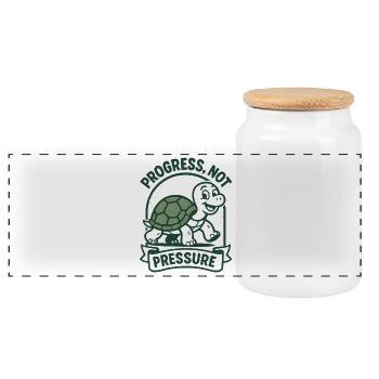 Progress instead of pressure | Mindfulness & Focus - Panoramic Cookie Jar with Wooden Lid - white - Front