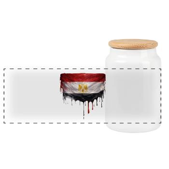 Ägyptische Flagge Tropfenkunst - Panorama Keksdose mit Holzdeckel - Weiß - Vorne