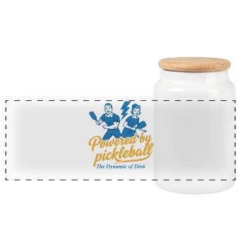 Pickleball Powered By Pickleball The Dynamic Of - Panoramic Cookie Jar with Wooden Lid - white - Front
