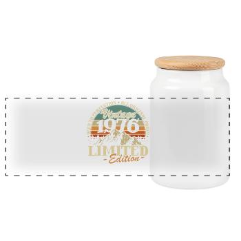Cadeau d’anniversaire rétro vintage 1976 - Boîte à biscuits avec couvercle en bois - blanc - Devant