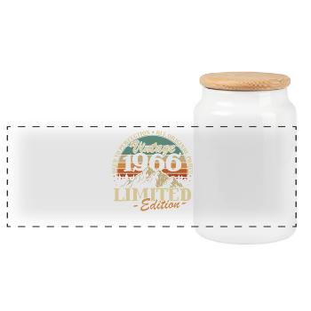 Vintage, 1966, Vintage Retro, Cadeau d’anniversaire - Boîte à biscuits avec couvercle en bois - blanc - Devant