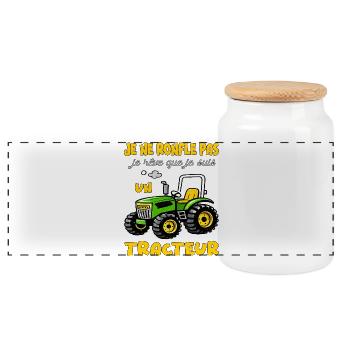 Je ne ronfle pas je rêve que je suis un tracteur - Boîte à biscuits avec couvercle en bois - blanc - Devant
