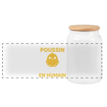 Poussin Déguisé Humain – Humour Doux - Boîte à biscuits avec couvercle en bois - blanc - Devant