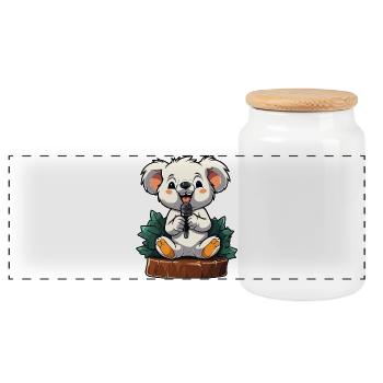 Little Koala Karaoke on Stage - Panoramic Cookie Jar with Wooden Lid - white - Front