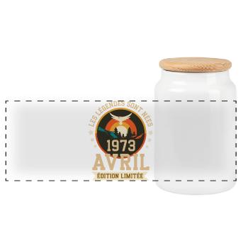 Légende Née Avril 1973 Édition Limitée - Boîte à biscuits avec couvercle en bois - blanc - Devant