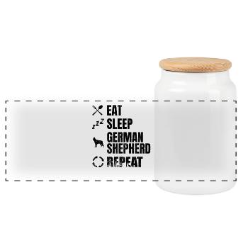 Eat Sleep German Shepherd Repeat - Panorama Keksdose mit Holzdeckel - Weiß - Vorne