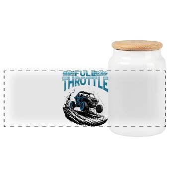 UTV Off Road 4 Wheeler Side by side - Panoramic Cookie Jar with Wooden Lid - white - Front