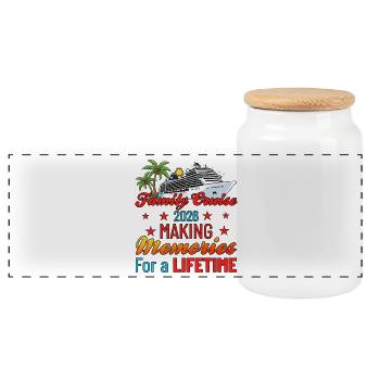 Family Cruise 2026 Vacation Trip Cruising - Panoramic Cookie Jar with Wooden Lid - white - Front