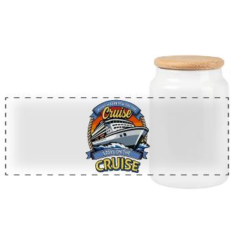Stays On The Cruise Family Vacation Trip Cruising - Panoramic Cookie Jar with Wooden Lid - white - Front