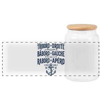 Humour Tribord Bâbord Rabord Apéro - Boîte à biscuits avec couvercle en bois - blanc - Devant