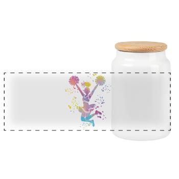 Cheerleader Cheer Mom Cheerleading - Panoramic Cookie Jar with Wooden Lid - white - Front