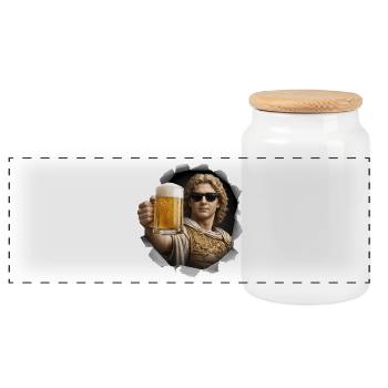 Alexandre le Grand avec de la bière et des lunettes de soleil - Boîte à biscuits avec couvercle en bois - blanc - Devant