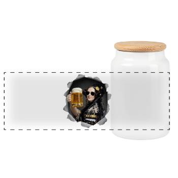 Ada Lovalace mit Sonnenbrille und Bier - Panorama Keksdose mit Holzdeckel - Weiß - Vorne