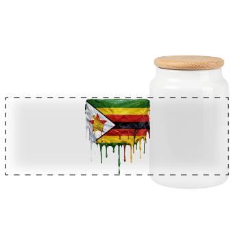 Drapeau du Zimbabwe avec peinture dégoulinante - Boîte à biscuits avec couvercle en bois - blanc - Devant