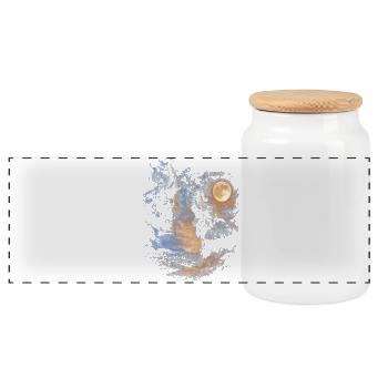 Elephant - Panoramic Cookie Jar with Wooden Lid - white - Front