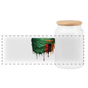 Drapeau zambien avec peinture dégoulinante - Boîte à biscuits avec couvercle en bois - blanc - Devant