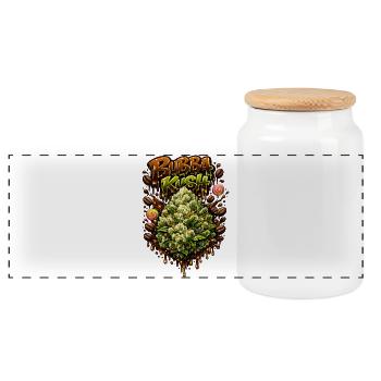 Graffiti Bubba Kush Imprimé - Boîte à biscuits avec couvercle en bois - blanc - Devant