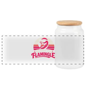 Ready to Flamingle - Panorama Keksdose mit Holzdeckel - Weiß - Vorne
