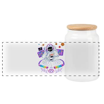 T-shirt DJ Astronaute - Boîte à biscuits avec couvercle en bois - blanc - Devant