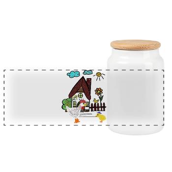 Farm Chicken Chick Chickens Kids - Panoramic Cookie Jar with Wooden Lid - white - Front