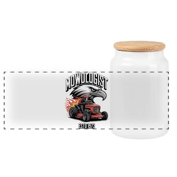 Rasentraktorrennen Motorsport Lawnmower Racing  - Panorama Keksdose mit Holzdeckel - Weiß - Vorne