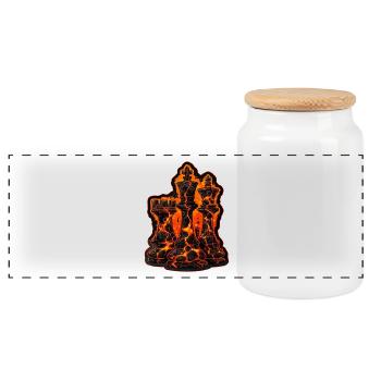 Schach Lava Figuren T-Shirt für Männer Geschenk - Panorama Keksdose mit Holzdeckel - Weiß - Vorne