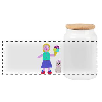 Eiscreme-Mädchen Eiscreme Eiswaffel Eis - Panoramic Cookie Jar with Wooden Lid - white - Front