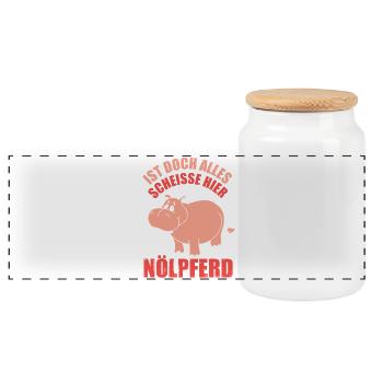 Pessimist Spruch Nörgler Lustiges Nilpferd - Panorama Keksdose mit Holzdeckel - Weiß - Vorne