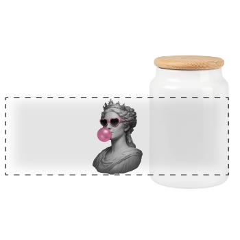 Hera with chewing gum and sunglasses - Panoramic Cookie Jar with Wooden Lid - white - Front