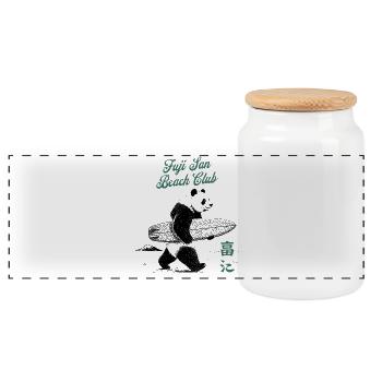 Fuji San Surf Club Panda - Panoramic Cookie Jar with Wooden Lid - white - Front