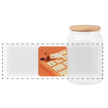 ESC – Work Mode Off - Panoramic Cookie Jar with Wooden Lid - white - Front