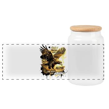 Eagle Motivation - Rise Above The Clouds - Panorama Keksdose mit Holzdeckel - Weiß - Vorne
