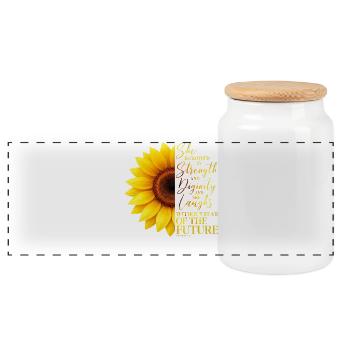 Christliche Sonnenblume Positivität Gott Religion - Panorama Keksdose mit Holzdeckel - Weiß - Vorne