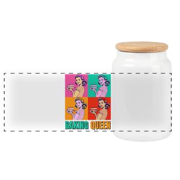 Cuisson Gâteau Cuisson Reine Cuisson Fée Boulanger Pop Art - Boîte à biscuits avec couvercle en bois - blanc - Devant