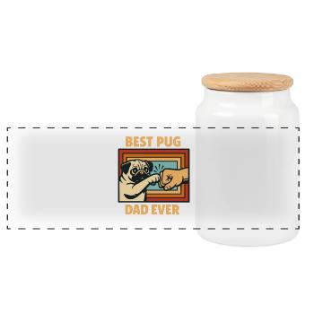 Best Pug Dad Ever Pug Owner Pug Lover Father's Day - Panoramic Cookie Jar with Wooden Lid - white - Front