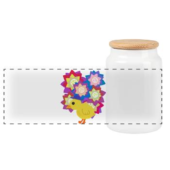Colorful Mandala Duck Chick Chicken Kids - Panoramic Cookie Jar with Wooden Lid - white - Front