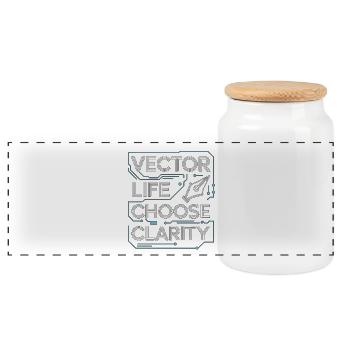 Logo Designer Vector Life Choose Brand Designer - Panoramic Cookie Jar with Wooden Lid - white - Front