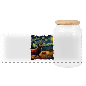 Cerf de Virginie Nuit étoilée - Boîte à biscuits avec couvercle en bois - blanc - Devant