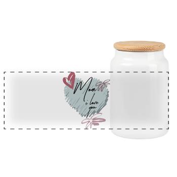 Amour maternel - Boîte à biscuits avec couvercle en bois - blanc - Devant