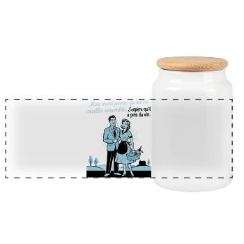 Couple Vieillir Ensemble Vin Humour - Panorama Keksdose mit Holzdeckel - Weiß - Vorne