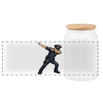 Dabbing Police Officer - Panorama Keksdose mit Holzdeckel - Weiß - Vorne