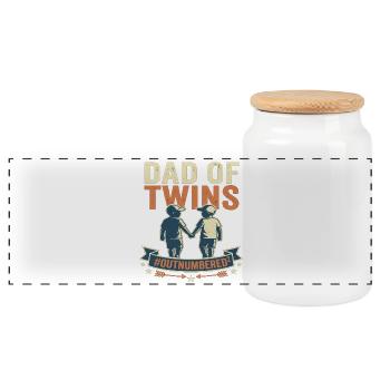 Père de jumeaux, jumeaux, père, enfants - Boîte à biscuits avec couvercle en bois - blanc - Devant