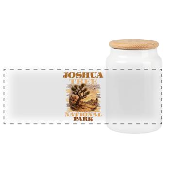 Joshua Tree National Park Vista - Panoramic Cookie Jar with Wooden Lid - white - Front