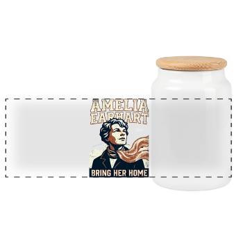 Amelia Earhart – Bring Her Home - Panoramic Cookie Jar with Wooden Lid - white - Front